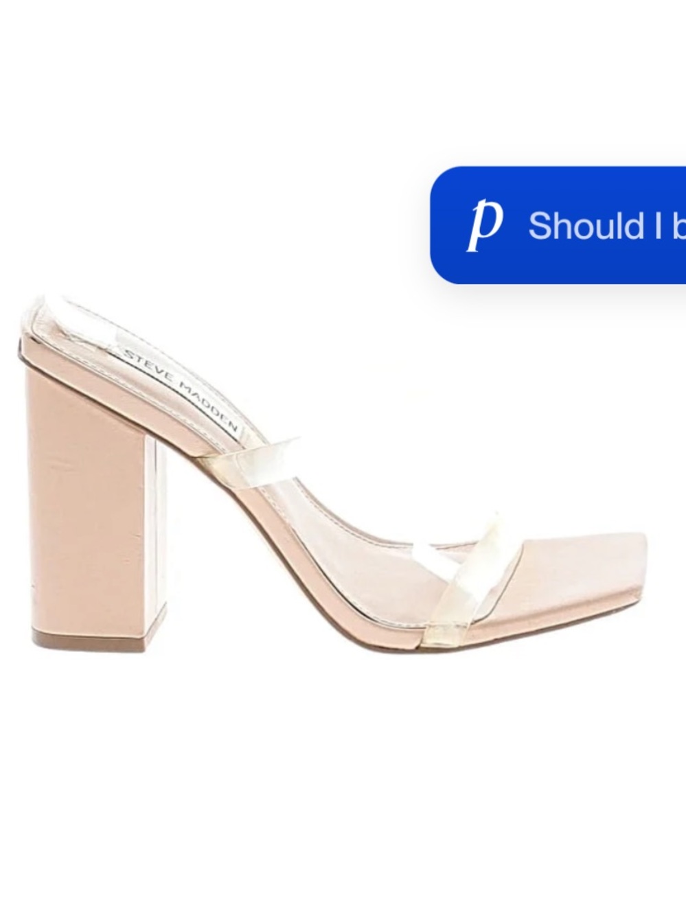 Steve Madden Lilah Heeled Sandal in Nude with Clear Straps - Picture 2 of 5